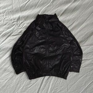 Oversized Baggy Leather Bomber Jacket